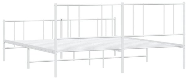 Metalni okvir kreveta uzglavlje i podnožje bijeli 200x200 cm - Bijela / 200 x 200 cm