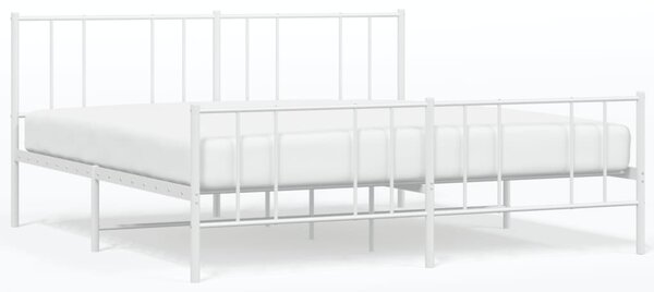 Metalni okvir kreveta uzglavlje i podnožje bijeli 200x200 cm - Bijela / 200 x 200 cm