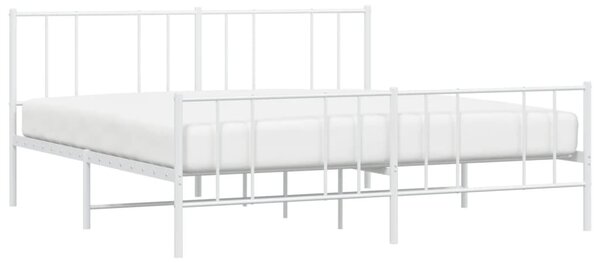 Metalni okvir kreveta uzglavlje i podnožje bijeli 200x200 cm - Bijela / 200 x 200 cm