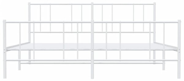 Metalni okvir kreveta uzglavlje i podnožje bijeli 200x200 cm - Bijela / 200 x 200 cm