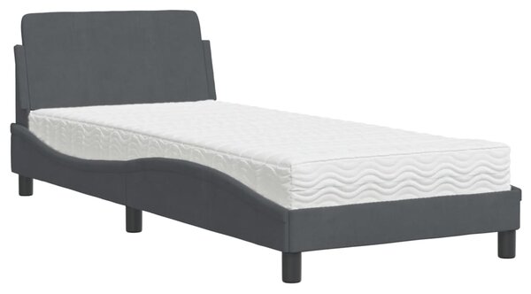 Krevet s madracem Dover tamnosivi 80 x 200 cm baršunasti - Siva / 80 x 200 cm