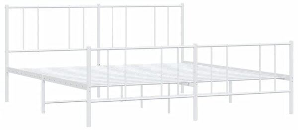 Metalni okvir kreveta uzglavlje i podnožje bijeli 200x200 cm - Bijela / 200 x 200 cm