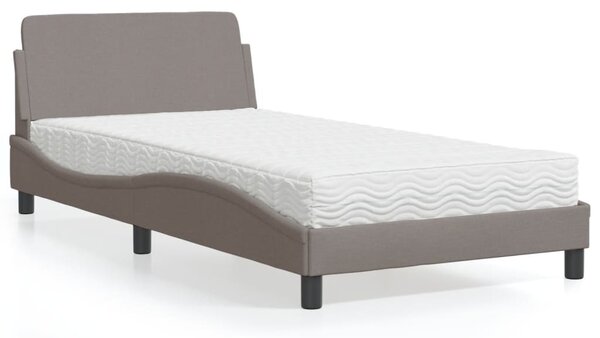 Krevet s madracem Dover smeđesivi 100 x 200 cm od tkanine - Tupe / 100 x 200 cm