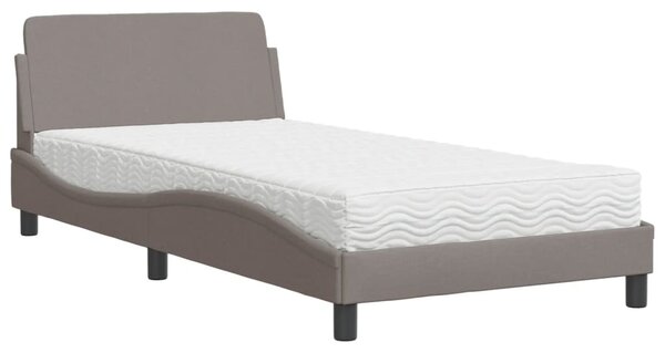 Krevet s madracem Dover smeđesivi 100 x 200 cm od tkanine - Tupe / 100 x 200 cm