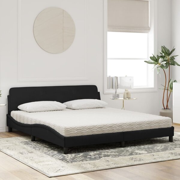 Krevet s madracem Dover crni 180x200 cm baršunasti - Crna / 180 x 200 cm