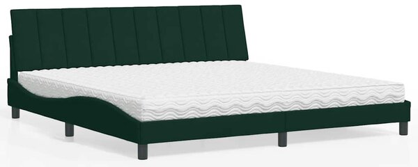 Krevet s madracem Hanko tamnozeleni 200x200 cm baršunasti - Zelena / 200 x 200 cm