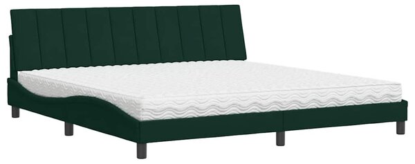 Krevet s madracem Hanko tamnozeleni 200x200 cm baršunasti - Zelena / 200 x 200 cm