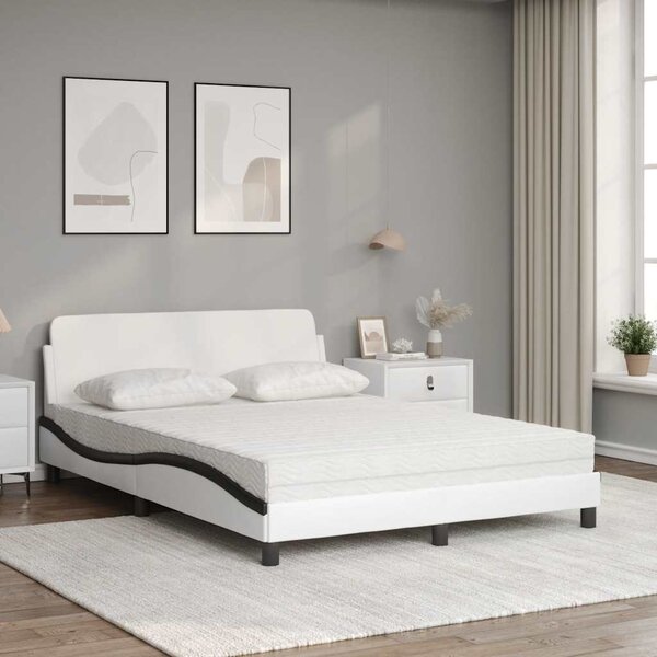Krevet s madracem Dover bijelo-crni 120 x 200 cm od umjetne kože - Bijela / 120 x 200 cm