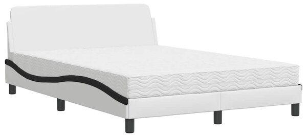 Krevet s madracem Dover bijelo-crni 120 x 200 cm od umjetne kože - Bijela / 120 x 200 cm