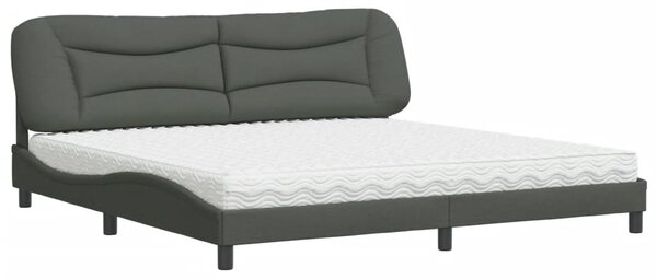 Krevet s madracem Hvar tamnosivi 200 x 200 cm od tkanine - Siva / 200 x 200 cm