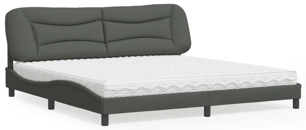 Krevet s madracem Hvar tamnosivi 200 x 200 cm od tkanine - Siva / 200 x 200 cm