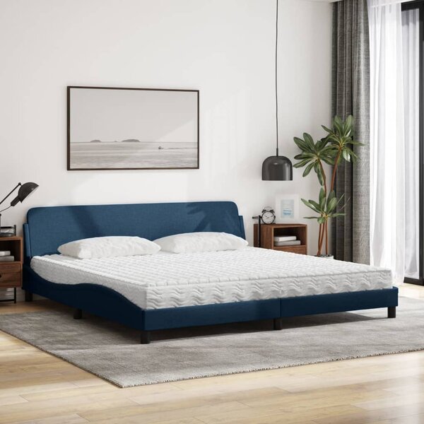 Krevet s madracem Dover plavi 200 x 200 cm od tkanine - Plava / 200 x 200 cm