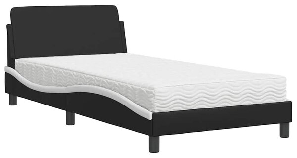 Krevet s madracem Dover crno-bijeli 100 x 200 cm od umjetne kože - Crna / 100 x 200 cm