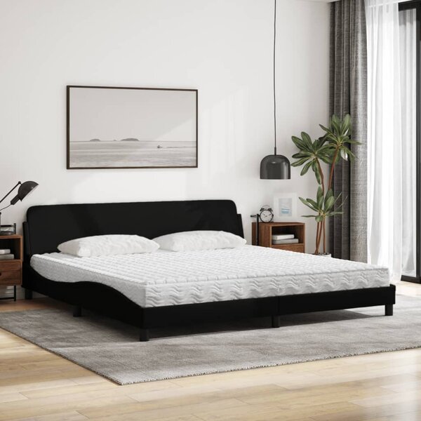 Krevet s madracem Dover crni 200x200 cm od tkanine - Crna / 200 x 200 cm