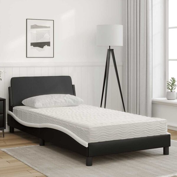 Krevet s madracem Dover crno-bijeli 100 x 200 cm od umjetne kože - Crna / 100 x 200 cm