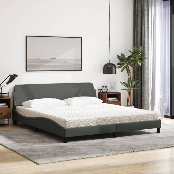 Krevet s madrac Dover svjetlosivi 180x200cm tkanina - Siva / 180 x 200 cm