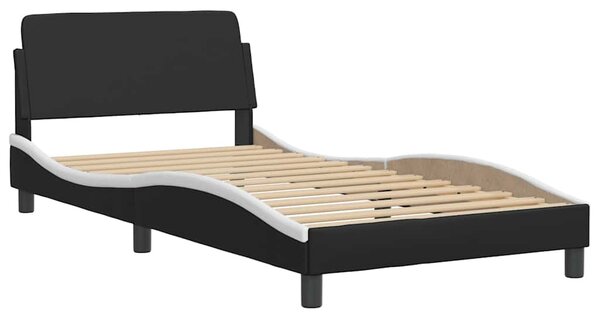 Krevet s madracem Dover crno-bijeli 100 x 200 cm od umjetne kože - Crna / 100 x 200 cm