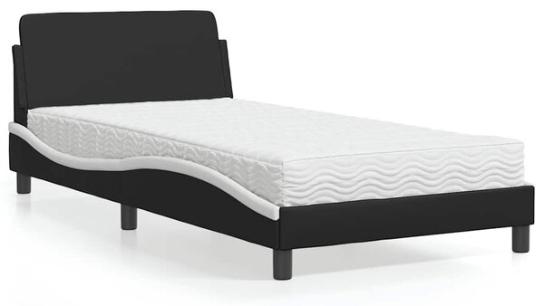 Krevet s madracem Dover crno-bijeli 100 x 200 cm od umjetne kože - Crna / 100 x 200 cm