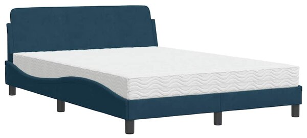 Krevet s madracem Dover plavi 140x190 cm baršunasti - Plava / 140 x 190 cm