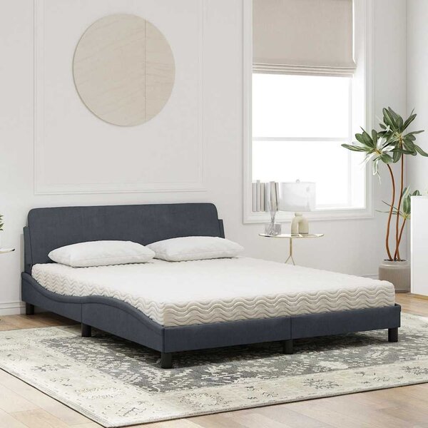 Krevet s madracem Dover tamnosivi 160x200 cm baršunasti - Siva / 160 x 200 cm