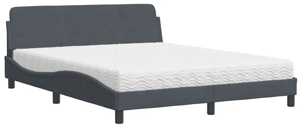 Krevet s madracem Dover tamnosivi 160x200 cm baršunasti - Siva / 160 x 200 cm