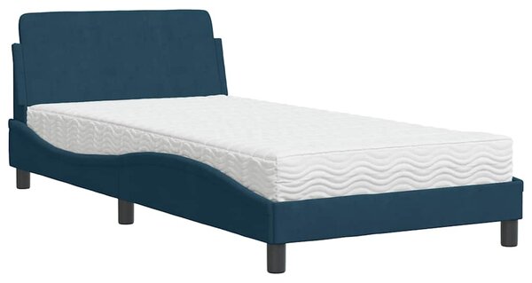 Krevet s madracem Dover plavi 100 x 200 cm baršunasti - Plava / 100 x 200 cm