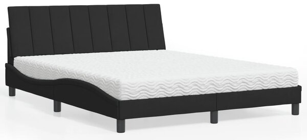 Krevet s madracem Hanko crni 160x200 cm baršunasti - Crna / 160 x 200 cm