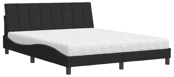 Krevet s madracem Hanko crni 160x200 cm baršunasti - Crna / 160 x 200 cm