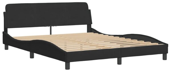 Krevet s madracem Hanko crni 160x200 cm baršunasti - Crna / 160 x 200 cm