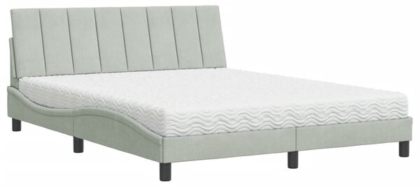 Krevet s madracem Hanko svjetlosivi 160x200 cm baršunasti - Siva / 160 x 200 cm