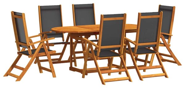 7-dijelni vrtni blagovaonski set od drva bagrema i tekstilena - Smeđa / N/A