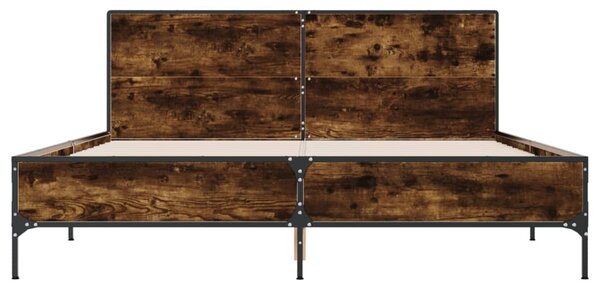 Okvir kreveta boja hrasta 160x200 cm konstruirano drvo i metal - Siva / 160 x 200 cm