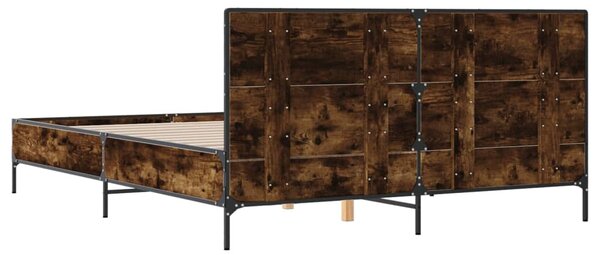 Okvir kreveta boja hrasta 160x200 cm konstruirano drvo i metal - Siva / 160 x 200 cm