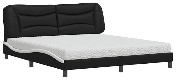 Krevet s madracem Hvar crno-bijeli 180 x 200 cm od umjetne kože - Crna / 180 x 200 cm