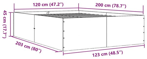 Okvir kreveta smeđa boja hrasta 120x200 cm konstruirano drvo - Smeđa / 120 x 200 cm