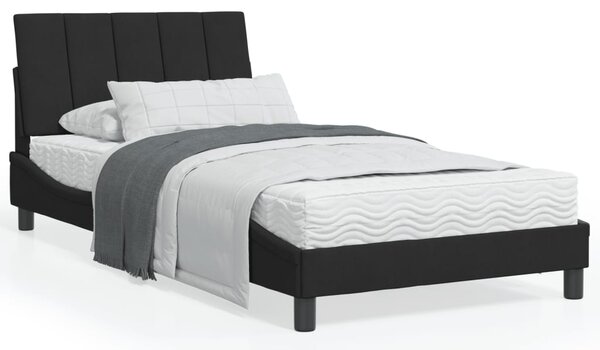 Krevet s madracem Hanko crni 100x200 cm baršunasti - Crna / 100 x 200 cm