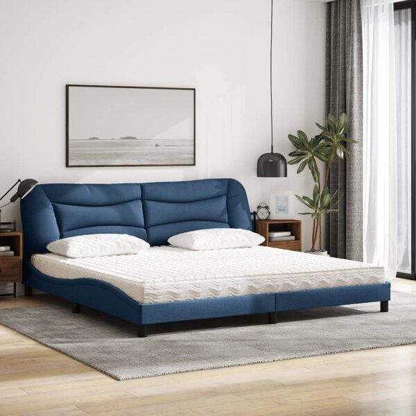 Krevet s madracem Hvar plavi 200 x 200 cm od tkanine - Plava / 200 x 200 cm