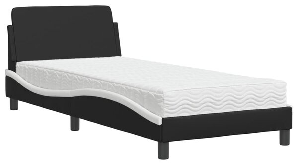 Krevet s madracem Dover crno-bijeli 90 x 190 cm od umjetne kože - Crna / 90 x 190 cm