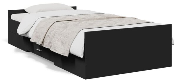 Okvir kreveta s ladicama crni 75 x 190 cm konstruirano drvo - Crna / 75 x 190 cm