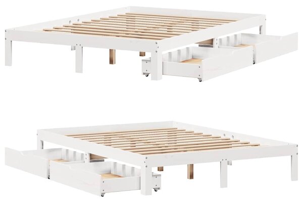 Okvir kreveta s ladicama bez madraca bijeli 140x190 cm - Bijela / 140 x 190 cm