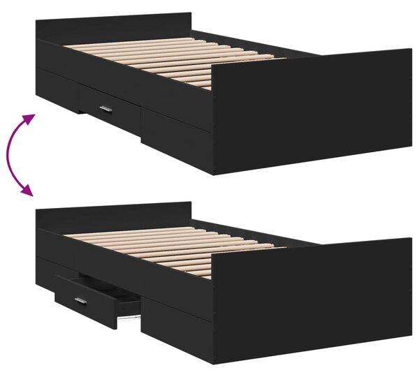 Okvir kreveta s ladicama crni 75 x 190 cm konstruirano drvo - Crna / 75 x 190 cm