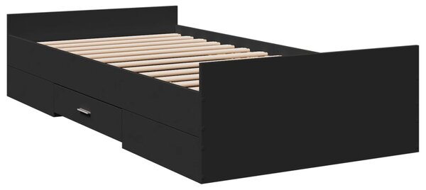 Okvir kreveta s ladicama crni 75 x 190 cm konstruirano drvo - Crna / 75 x 190 cm