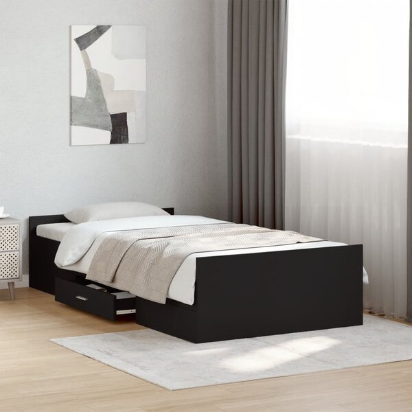 Okvir kreveta s ladicama crni 75 x 190 cm konstruirano drvo - Crna / 75 x 190 cm