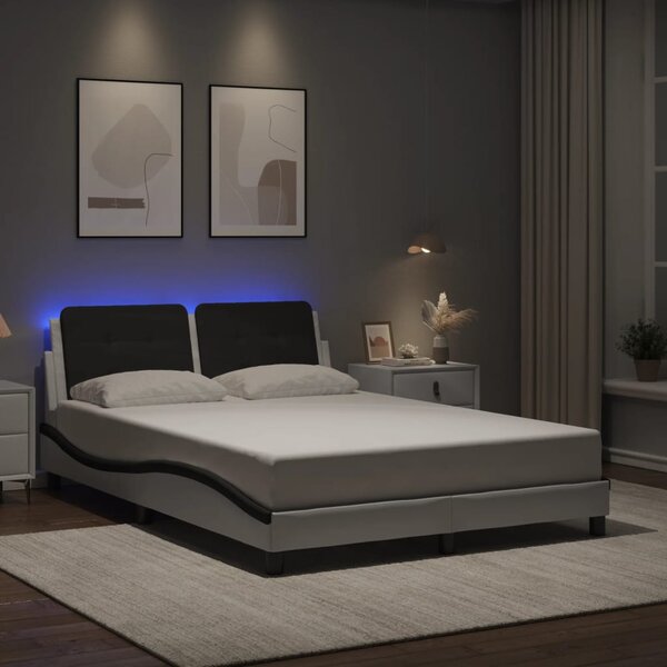 Okvir kreveta s LED-om bez madraca Zadar bijelo-crni 140 x 190 cm - Bijela / 140 x 190 cm