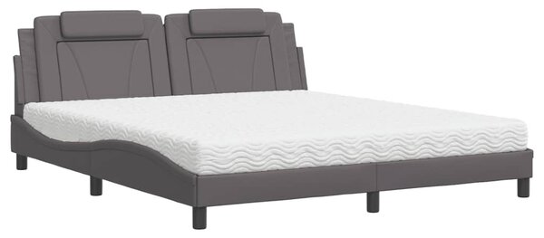 Krevet Viana s madracem sivi 180 x 200 cm od umjetne kože - Siva / 180 x 200 cm