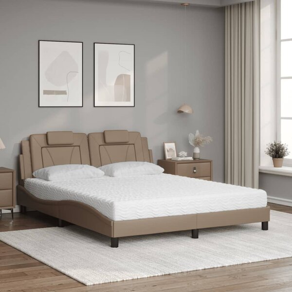 Krevet Viana s madracem cappuccino 160x200 cm od umjetne kože - Smeđa / 160 x 200 cm