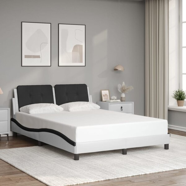 Okvir kreveta s LED-om bez madraca Zadar bijelo-crni 140 x 190 cm - Bijela / 140 x 190 cm
