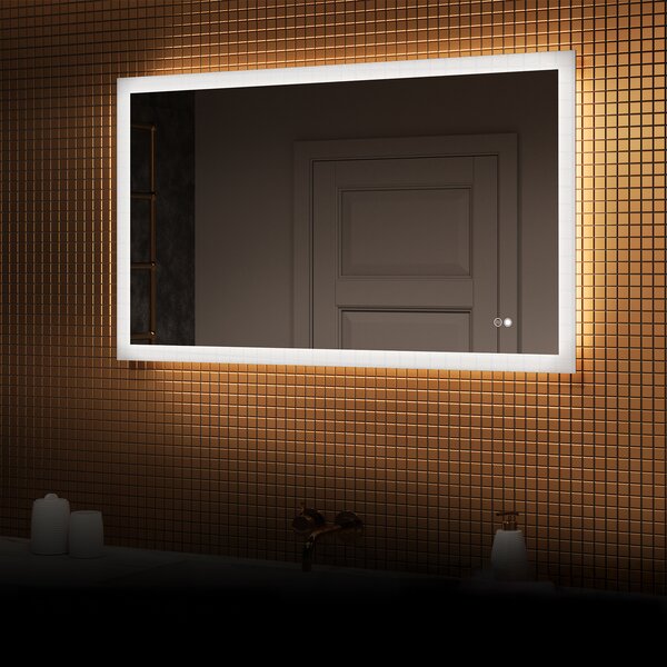 Pravokutno LED osvetljeno ogledalo za kupatilo 120x70 cm s Dual color, Dodirni prekidač, Grijaća prostirka