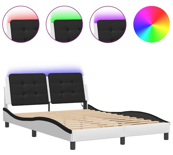 Okvir kreveta s LED-om bez madraca Zadar bijelo-crni 140 x 190 cm - Bijela / 140 x 190 cm