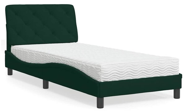 Krevet s madracem tamnozeleni 80 x 200 cm baršunasti - Zelena / 80 x 200 cm